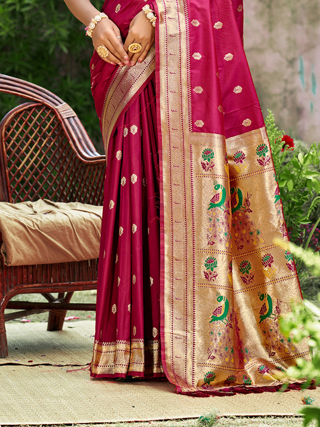 Sangam Prints Pink Silk Woven Work Traditional Saree