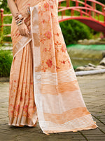 Thumbnail for Sangam Prints Peach Linen Woven Work Traditional Saree
