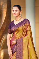 Thumbnail for Sangam Prints Golden Soft Silk Woven Work Traditional Saree - Dista