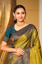 Thumbnail for Sangam Prints Olive Green Soft Silk Woven Work Traditional Saree - Dista