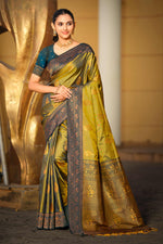 Thumbnail for Sangam Prints Olive Green Soft Silk Woven Work Traditional Saree - Dista