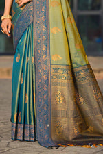 Thumbnail for Sangam Prints Sea Green Soft Silk Woven Work Traditional Saree - Dista