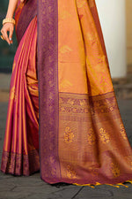 Thumbnail for Sangam Prints Copper Gold Soft Silk Woven Work Traditional Saree - Dista