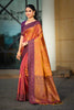 Sangam Prints Copper Gold Soft Silk Woven Work Traditional Saree - Dista