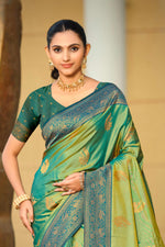 Thumbnail for Sangam Prints Sea Green Soft Silk Woven Work Traditional Saree - Dista