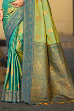 Thumbnail for Sangam Prints Sea Green Soft Silk Woven Work Traditional Saree - Dista