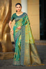 Sangam Prints Sea Green Soft Silk Woven Work Traditional Saree - Dista