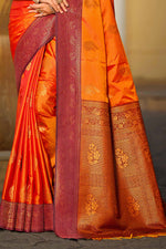 Thumbnail for Sangam Prints Bright Orange Soft Silk Woven Work Traditional Saree - Dista