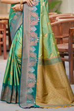 Thumbnail for Sangam Prints Parrot Green Soft Silk Woven Work Traditional Saree - Dista