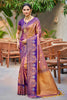 Sangam Prints Rose Gold Soft Silk Woven Work Traditional Saree - Dista