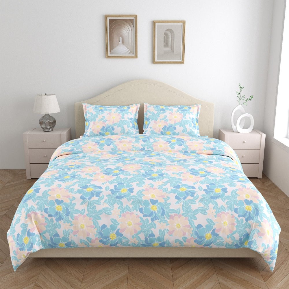 Haus & Kinder Petal Veil 100% Combed Cotton 144 TC King Flat Bedsheet - Dista