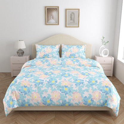 Haus & Kinder Petal Veil 100% Combed Cotton 144 TC King Flat Bedsheet - Dista
