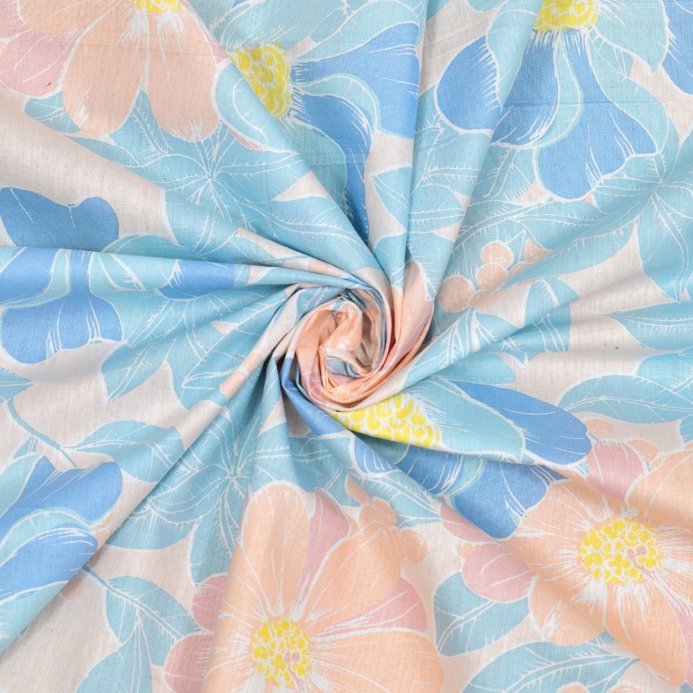 Haus & Kinder Petal Veil 100% Combed Cotton 144 TC King Flat Bedsheet - Dista