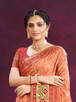 Thumbnail for Sangam Prints Dark Peach Cotton Silk With Meena Woven Work Traditional Saree