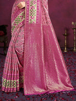Thumbnail for Sangam Prints Light Pink Cotton Silk With Meena Woven Work Traditional Saree