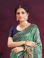 Thumbnail for Sangam Prints Teal Green Cotton Silk With Meena Woven Work Traditional Saree