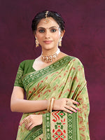 Thumbnail for Sangam Prints Light Green Cotton Silk With Meena Woven Work Traditional Saree