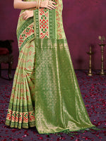 Thumbnail for Sangam Prints Light Green Cotton Silk With Meena Woven Work Traditional Saree