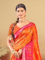 Thumbnail for Sangam Prints Orange Silk Woven Work Traditional Saree