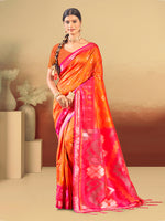 Thumbnail for Sangam Prints Orange Silk Woven Work Traditional Saree