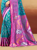 Thumbnail for Sangam Prints Teal Blue Silk Woven Work Traditional Saree
