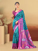 Sangam Prints Teal Blue Silk Woven Work Traditional Saree - Distacart