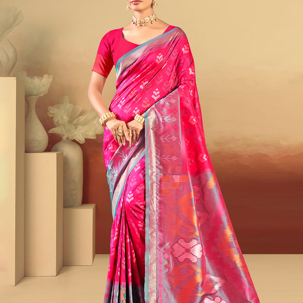 Sangam Prints Pink Silk Woven Work Traditional Saree