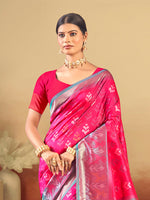 Thumbnail for Sangam Prints Pink Silk Woven Work Traditional Saree