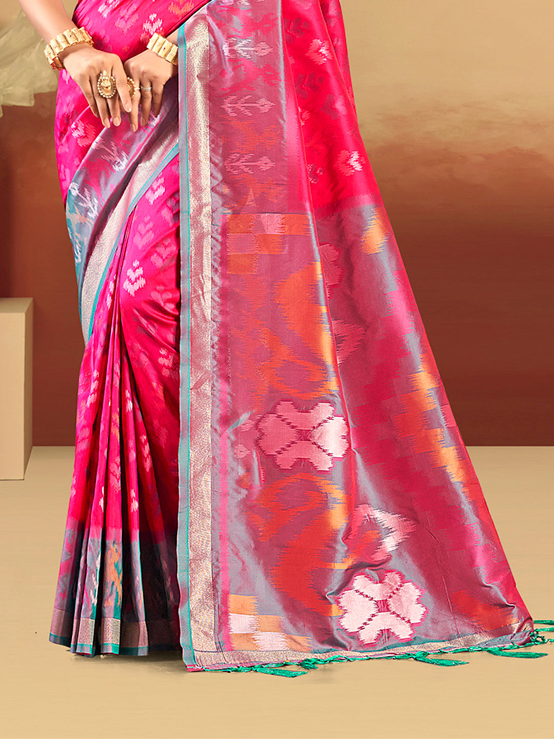 Sangam Prints Pink Silk Woven Work Traditional Saree