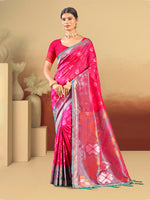 Thumbnail for Sangam Prints Pink Silk Woven Work Traditional Saree