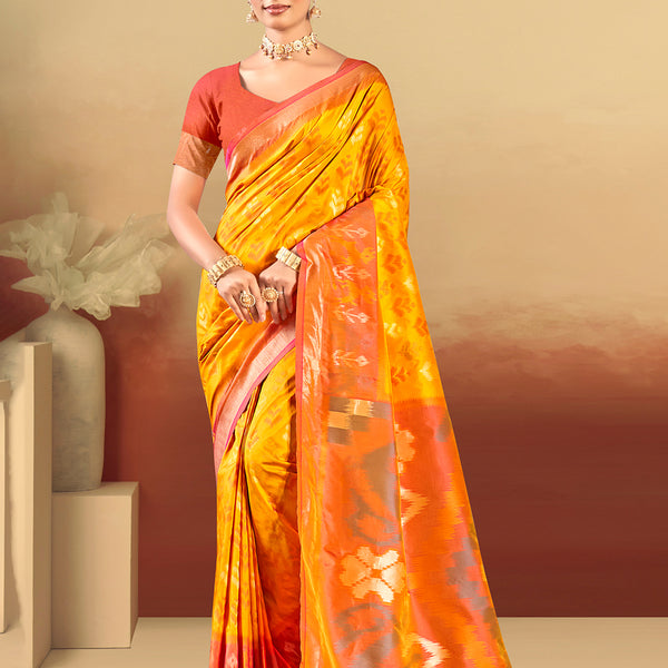 Sangam Prints Yellow Silk Woven Work Traditional Saree