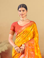 Thumbnail for Sangam Prints Yellow Silk Woven Work Traditional Saree