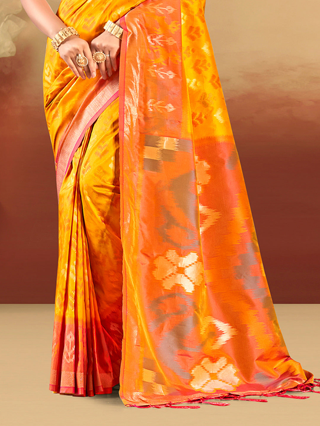 Sangam Prints Yellow Silk Woven Work Traditional Saree