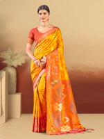 Thumbnail for Sangam Prints Yellow Silk Woven Work Traditional Saree