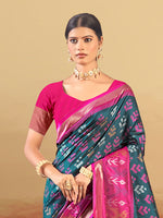 Thumbnail for Sangam Prints Teal Silk Woven Work Traditional Saree