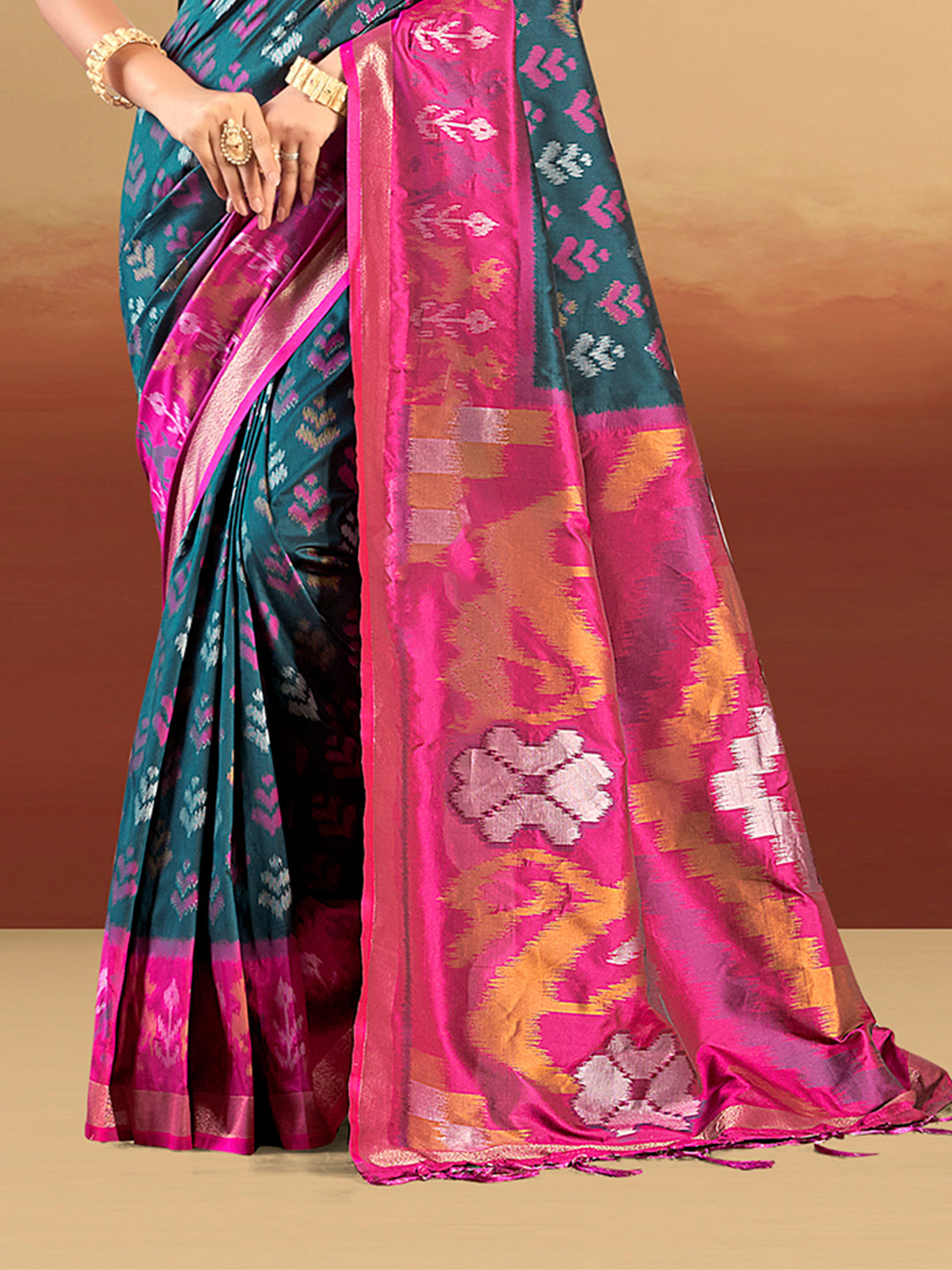 Sangam Prints Teal Silk Woven Work Traditional Saree