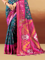 Thumbnail for Sangam Prints Teal Silk Woven Work Traditional Saree