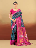 Thumbnail for Sangam Prints Teal Silk Woven Work Traditional Saree