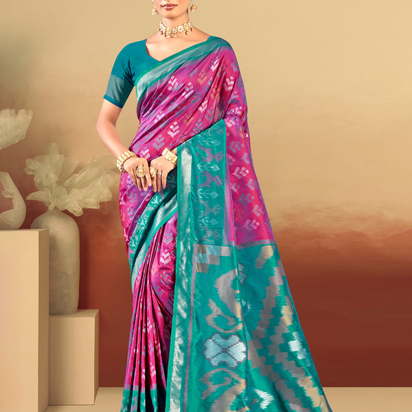 Sangam Prints Magenta  Silk Woven Work Traditional Saree