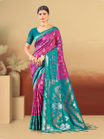 Thumbnail for Sangam Prints Magenta  Silk Woven Work Traditional Saree