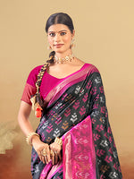 Thumbnail for Sangam Prints Black And Magenta Silk Woven Work Traditional Saree