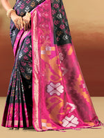 Thumbnail for Sangam Prints Black And Magenta Silk Woven Work Traditional Saree