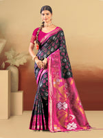 Thumbnail for Sangam Prints Black And Magenta Silk Woven Work Traditional Saree