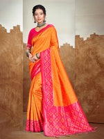 Thumbnail for Sangam Prints Orange  Silk Woven Work Traditional Saree
