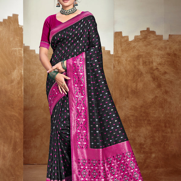 Sangam Prints Black  Silk Woven Work Traditional Saree