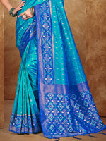 Thumbnail for Sangam Prints Peacock Blue Silk Woven Work Traditional Saree