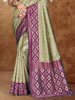Thumbnail for Sangam Prints Olive Green Silk Woven Work Traditional Saree