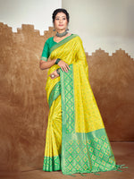 Thumbnail for Sangam Prints Yellow Silk Woven Work Traditional Saree