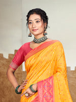 Thumbnail for Sangam Prints Mustard Yellow Silk Woven Work Traditional Saree