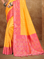 Thumbnail for Sangam Prints Mustard Yellow Silk Woven Work Traditional Saree